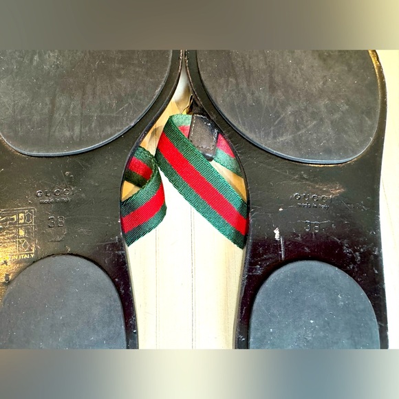 Authentic GUCCI Guccissima Web Thong Sandals Size 38/7.5 in Green Red Black - Picture 11 of 12